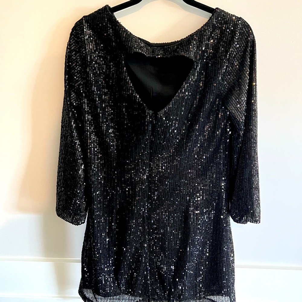 NWT LOFT Black Sequin Party Dress
